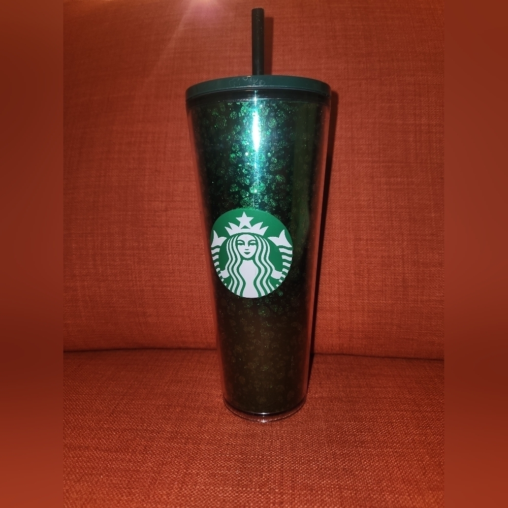 2019 Starbucks green Christmas limited edition 24 oz tumbler cup thermos Sparkle